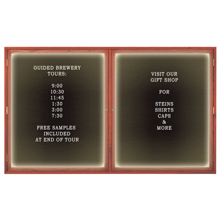 Illuminated Double Door Wood Indoor Enclosed Letterboard