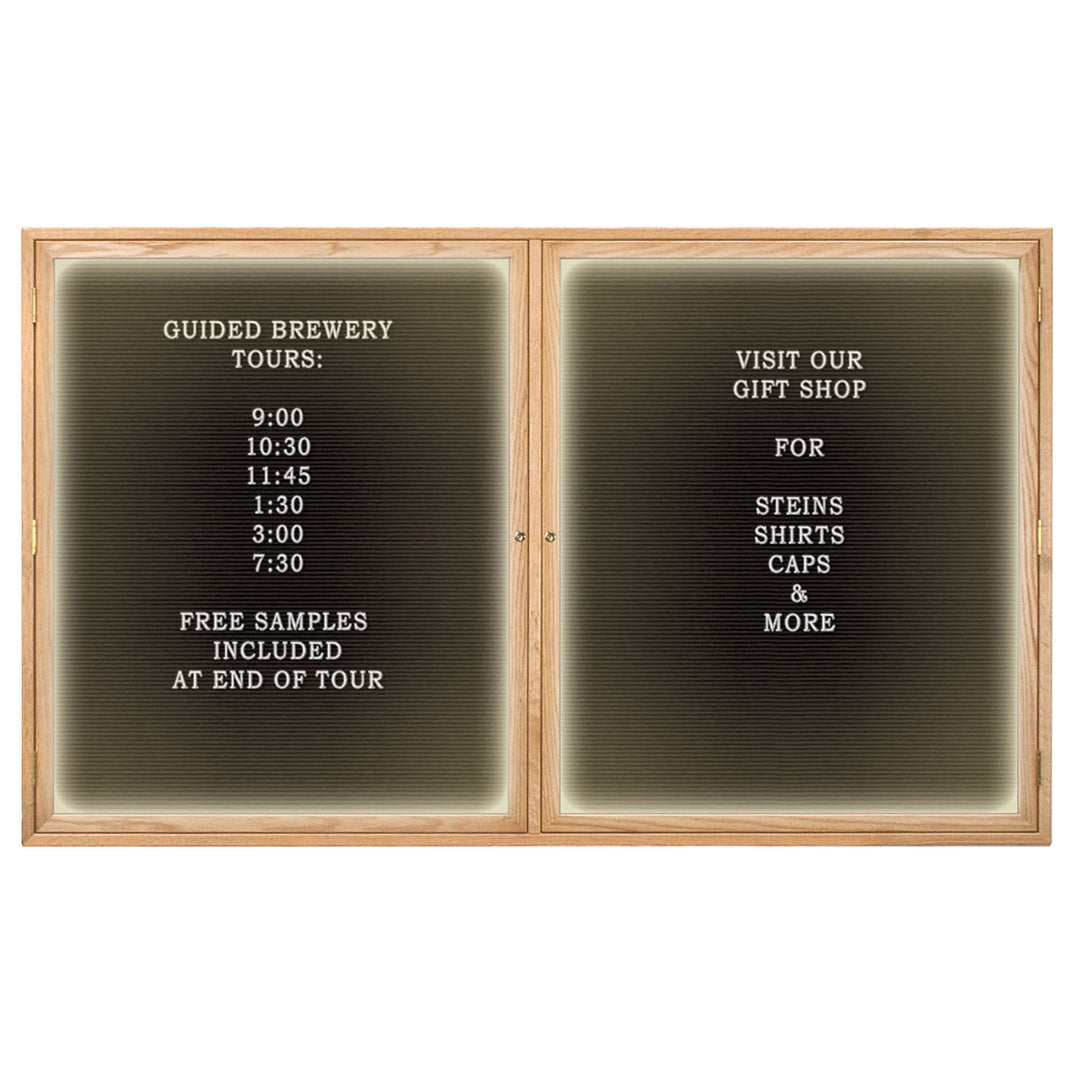 Illuminated Double Door Wood Indoor Enclosed Letterboard