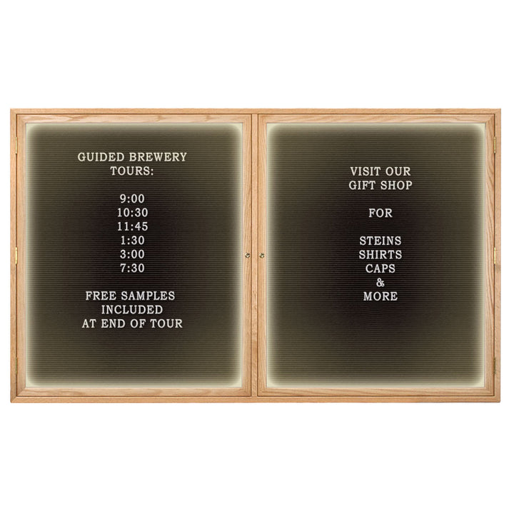 Illuminated Double Door Wood Indoor Enclosed Letterboard