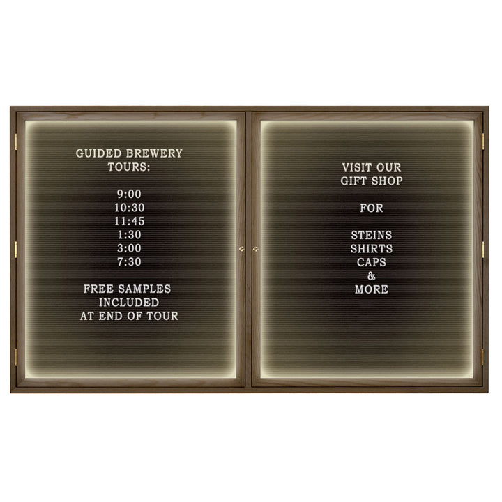 Illuminated Double Door Wood Indoor Enclosed Letterboard