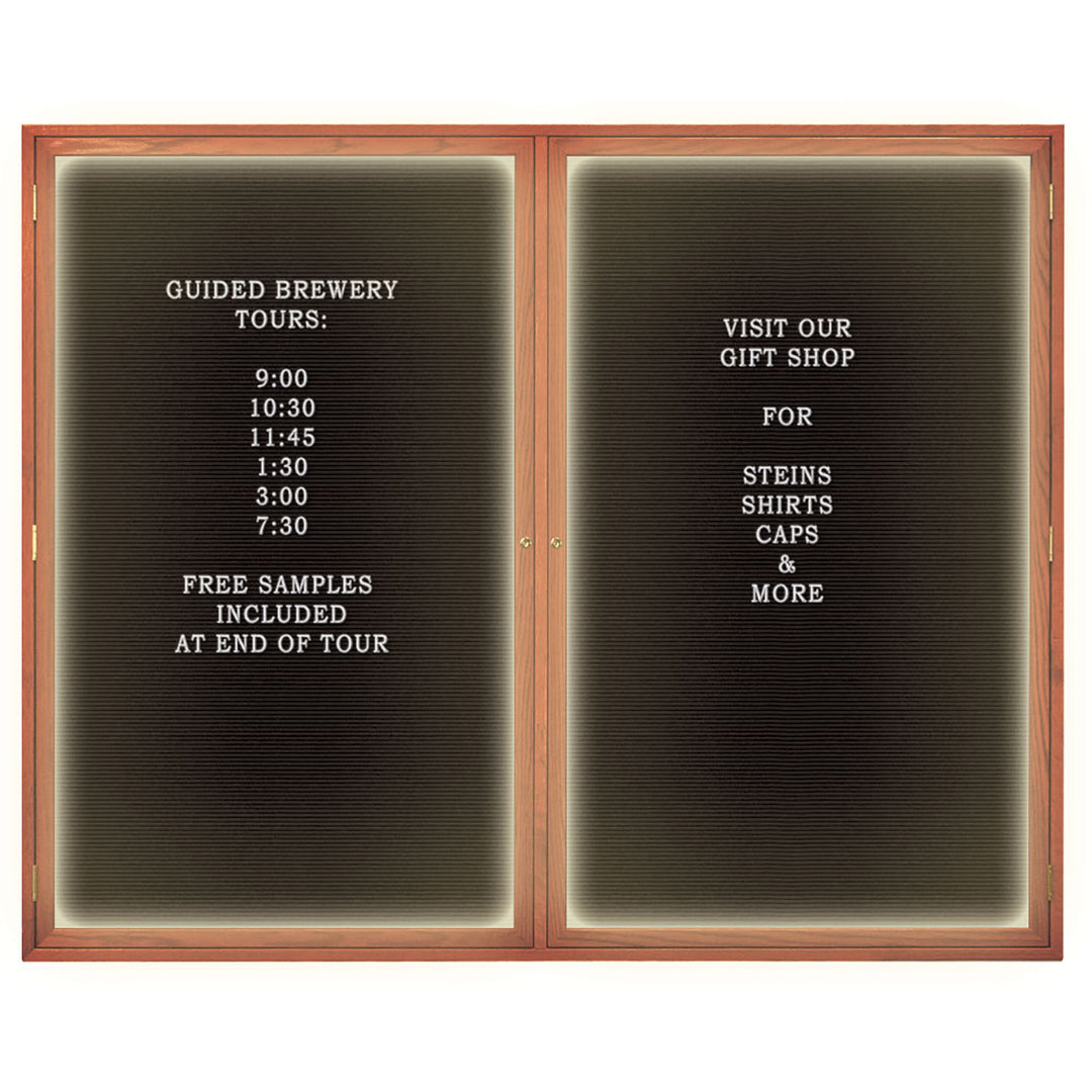 Illuminated Double Door Wood Indoor Enclosed Letterboard