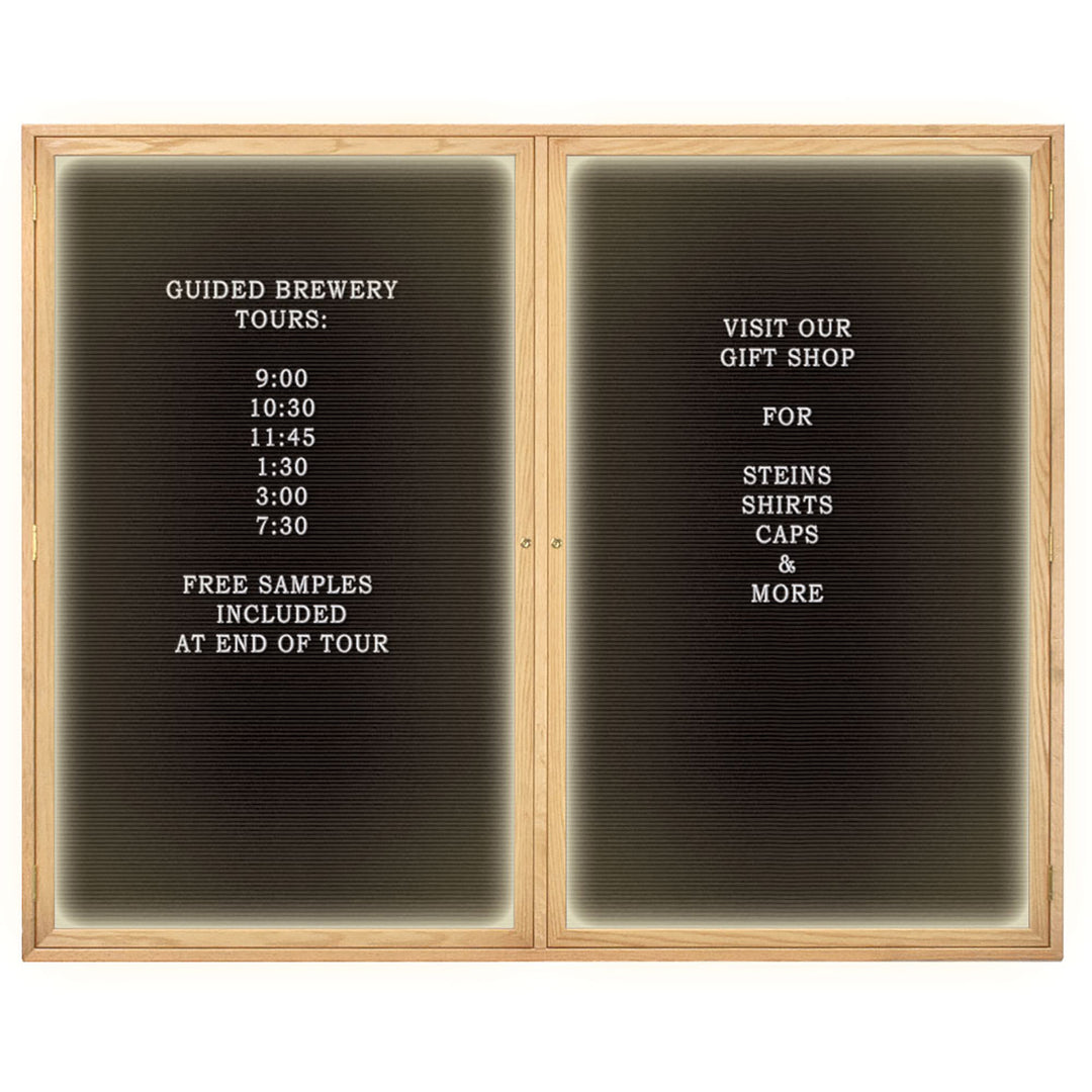 Illuminated Double Door Wood Indoor Enclosed Letterboard