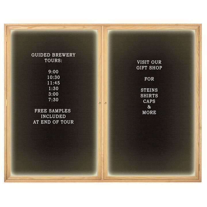 Illuminated Double Door Wood Indoor Enclosed Letterboard