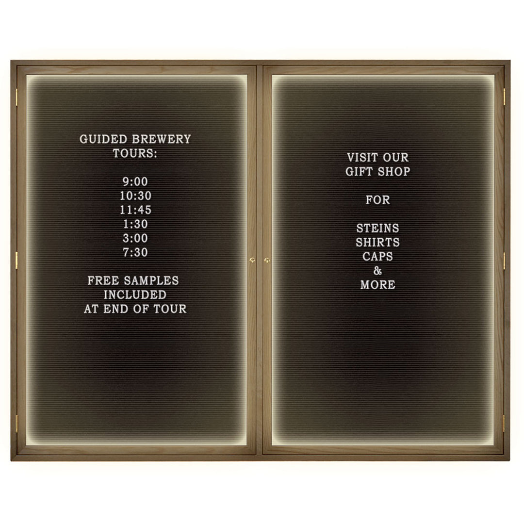 Illuminated Double Door Wood Indoor Enclosed Letterboard