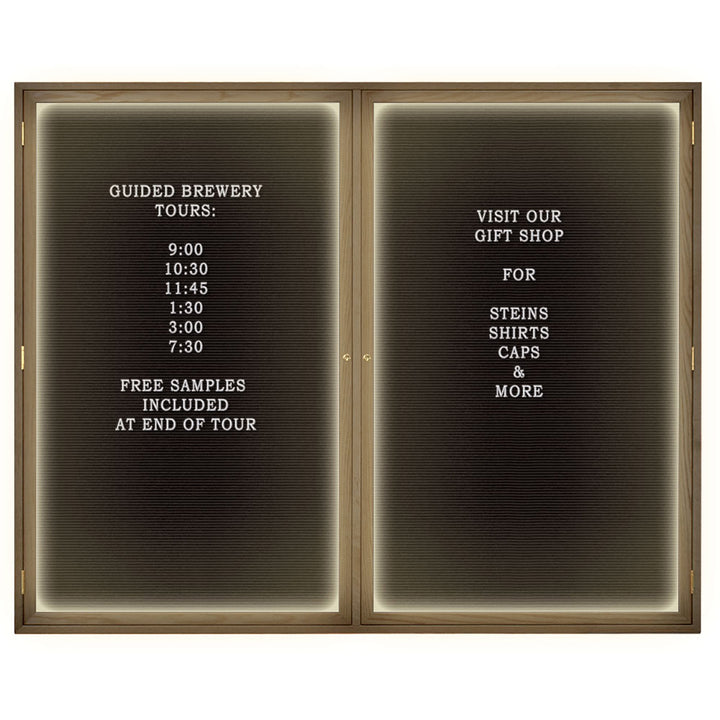 Illuminated Double Door Wood Indoor Enclosed Letterboard