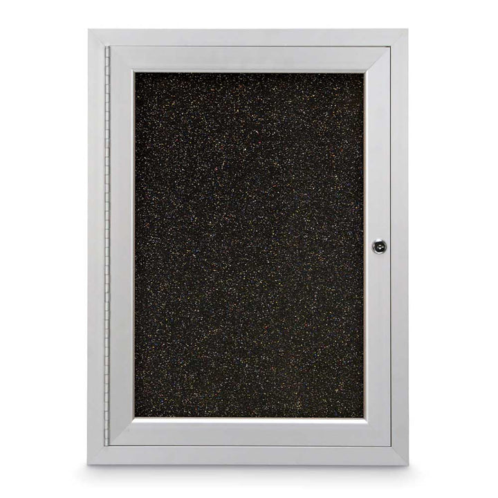 Single Door Traditional Enclosed Black Recycled Rubber Bulletin Board