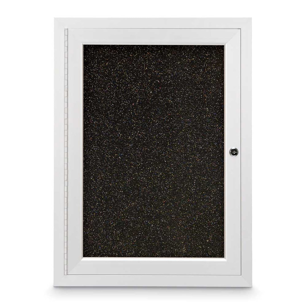 Single Door Traditional Enclosed Black Recycled Rubber Bulletin Board