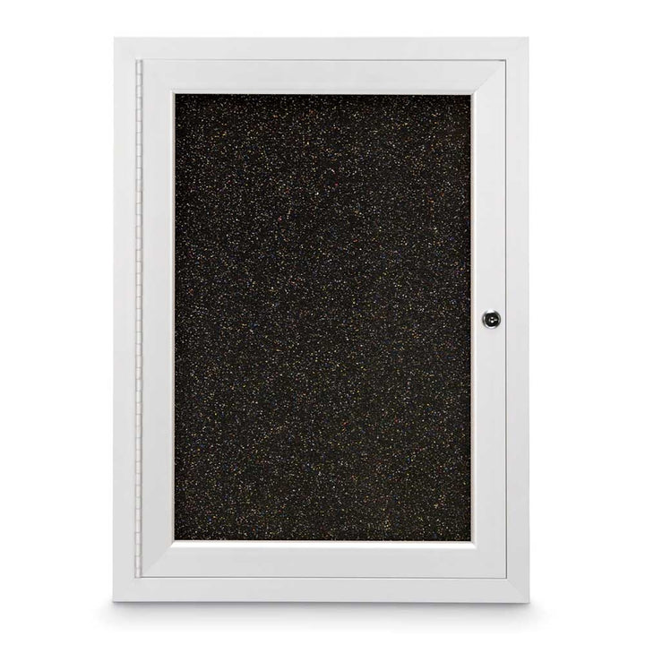 Single Door Traditional Enclosed Black Recycled Rubber Bulletin Board