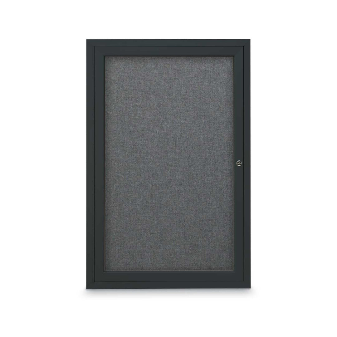 1 Door Enclosed Bulletin Board with Fabric Back - Aluminum Frame