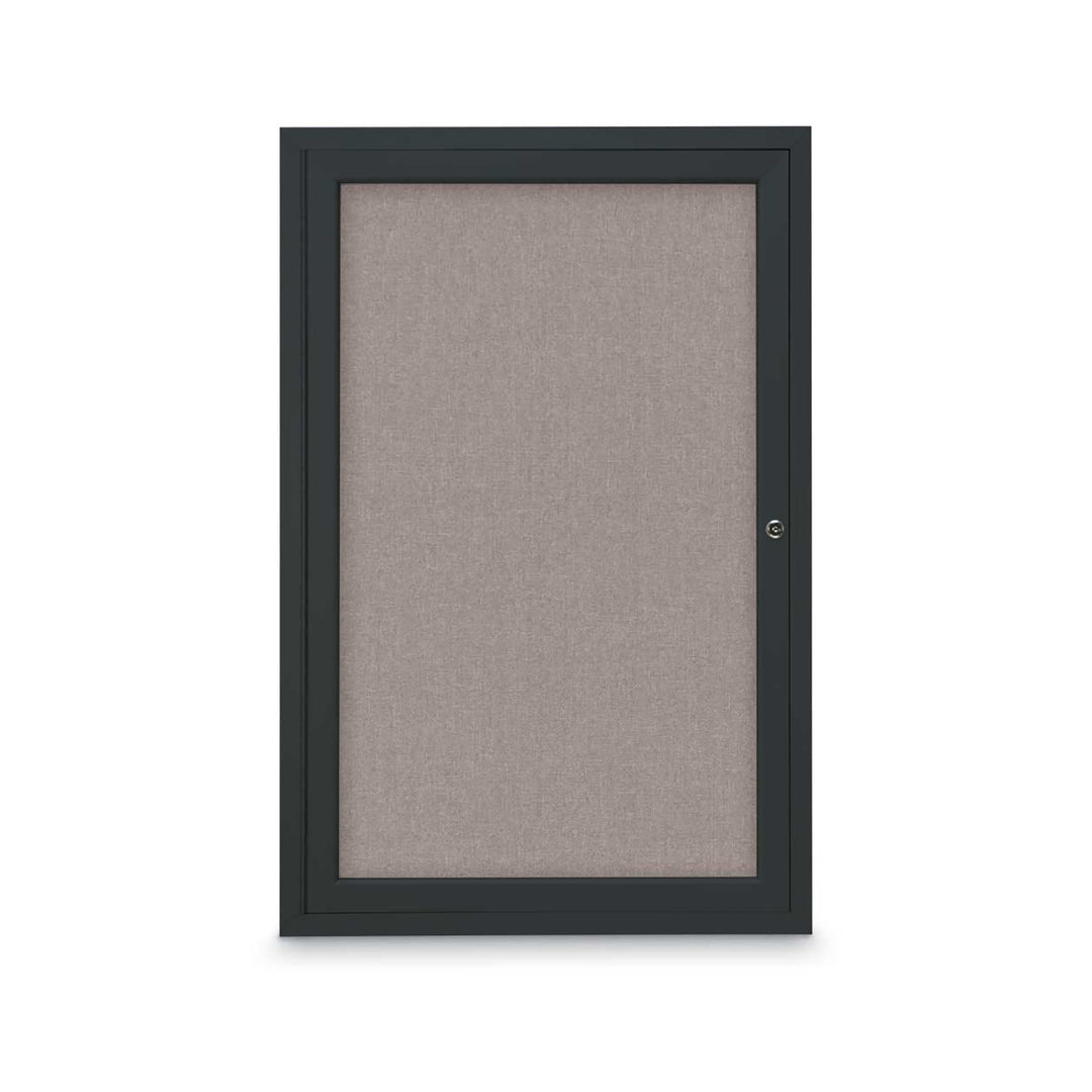 1 Door Enclosed Bulletin Board with Fabric Back - Aluminum Frame