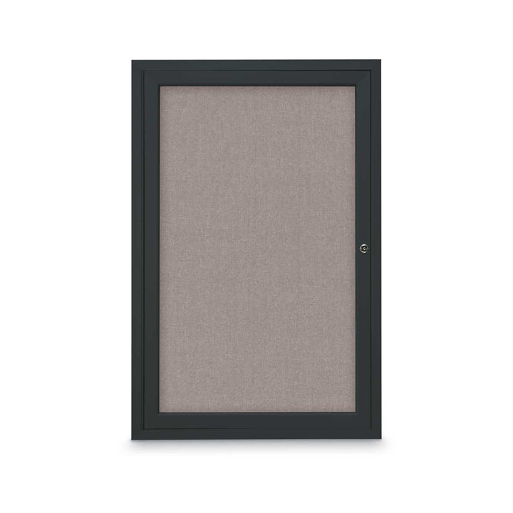 1 Door Enclosed Bulletin Board with Fabric Back - Aluminum Frame