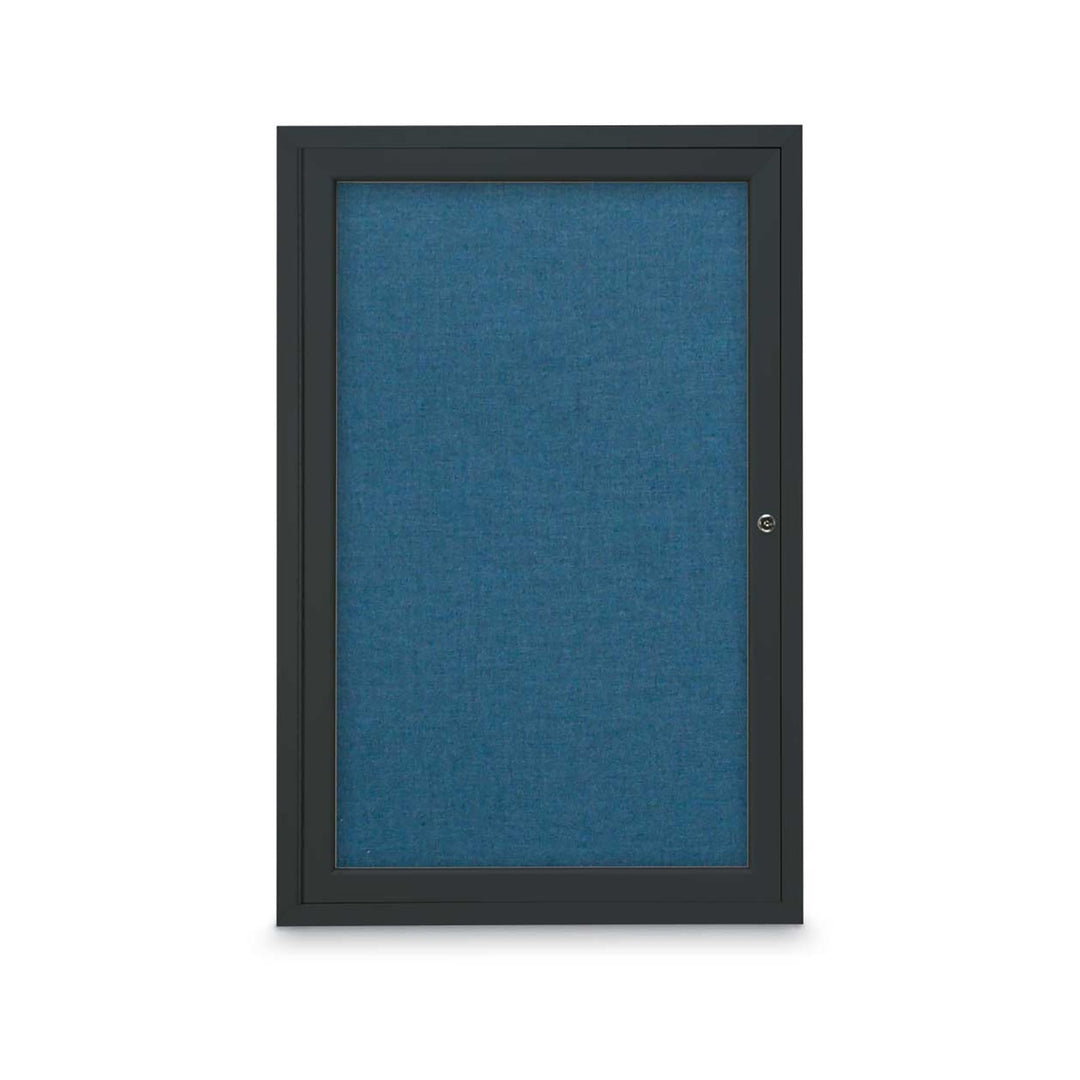 1 Door Enclosed Bulletin Board with Fabric Back - Aluminum Frame