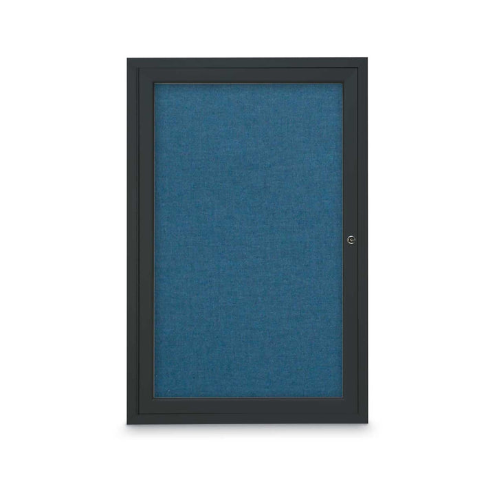 1 Door Enclosed Bulletin Board with Fabric Back - Aluminum Frame