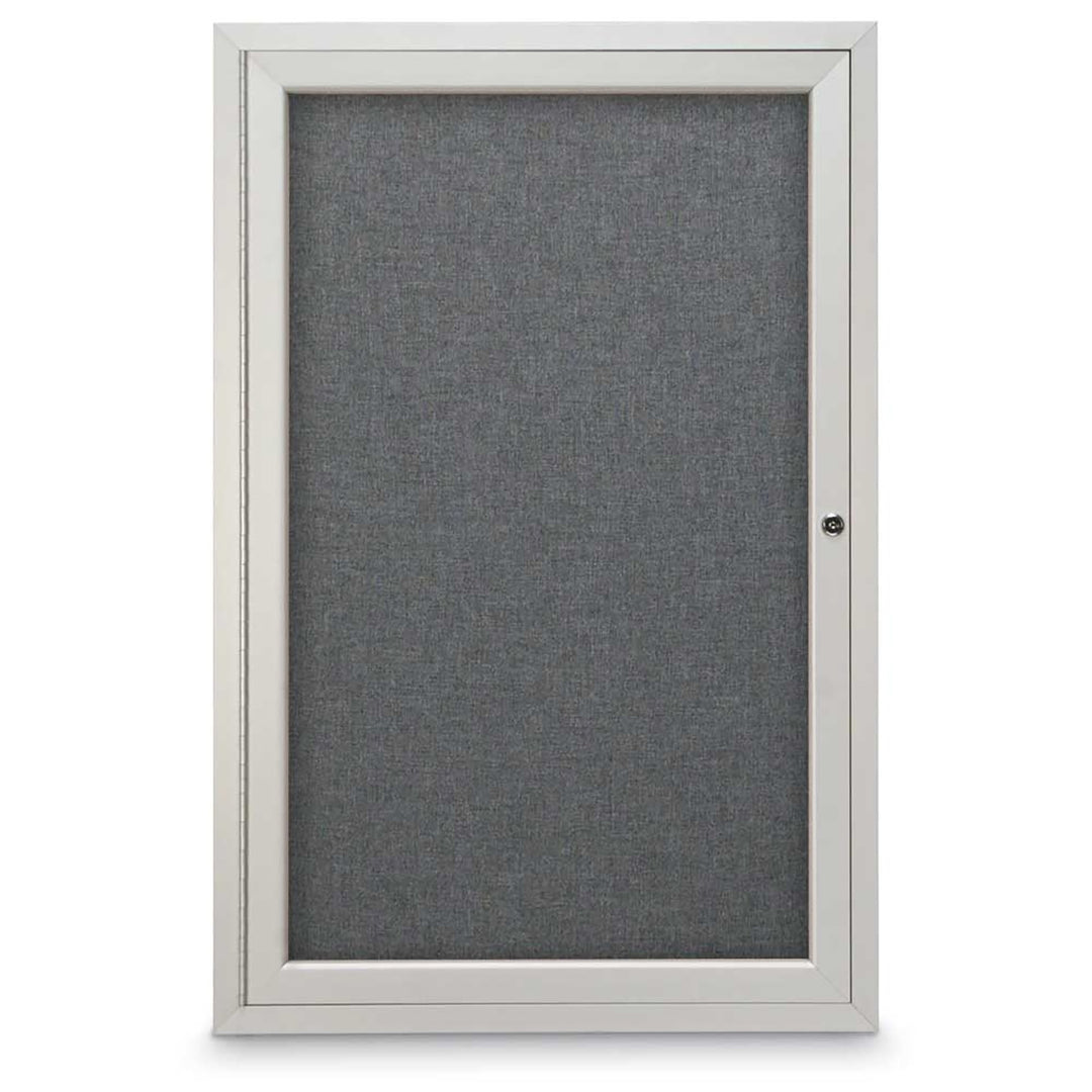 1 Door Enclosed Bulletin Board with Fabric Back - Aluminum Frame