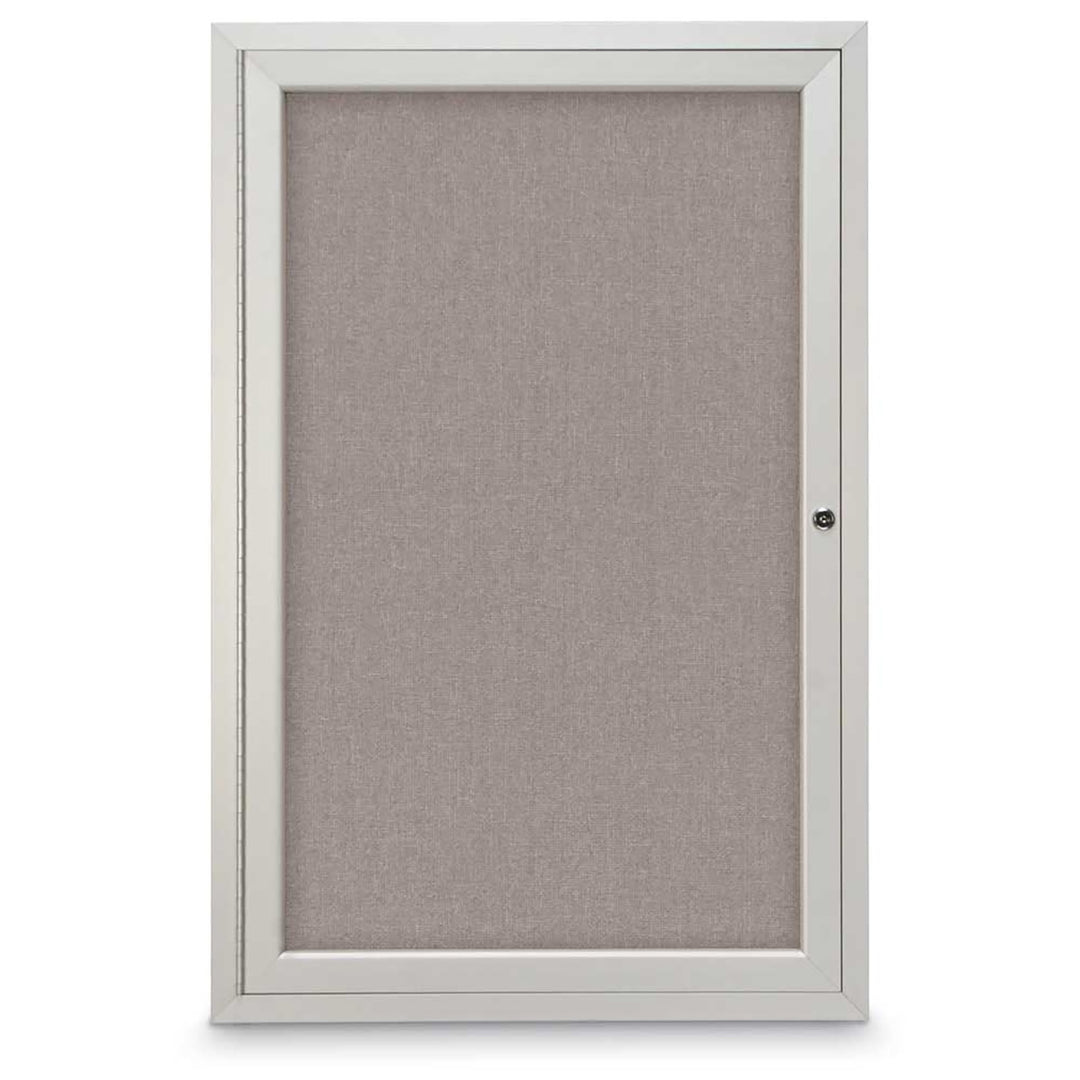 1 Door Enclosed Bulletin Board with Fabric Back - Aluminum Frame