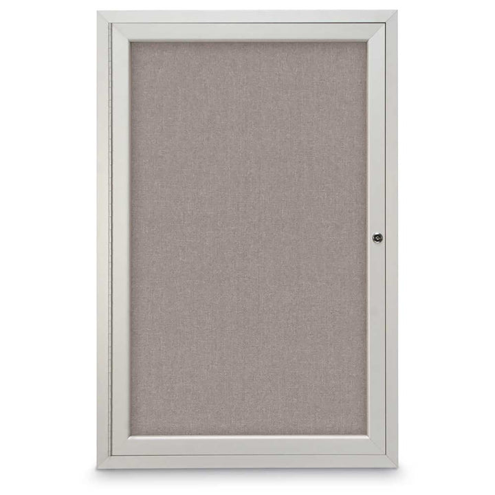 1 Door Enclosed Bulletin Board with Fabric Back - Aluminum Frame