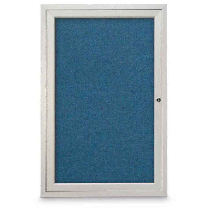 1 Door Enclosed Bulletin Board with Fabric Back - Aluminum Frame