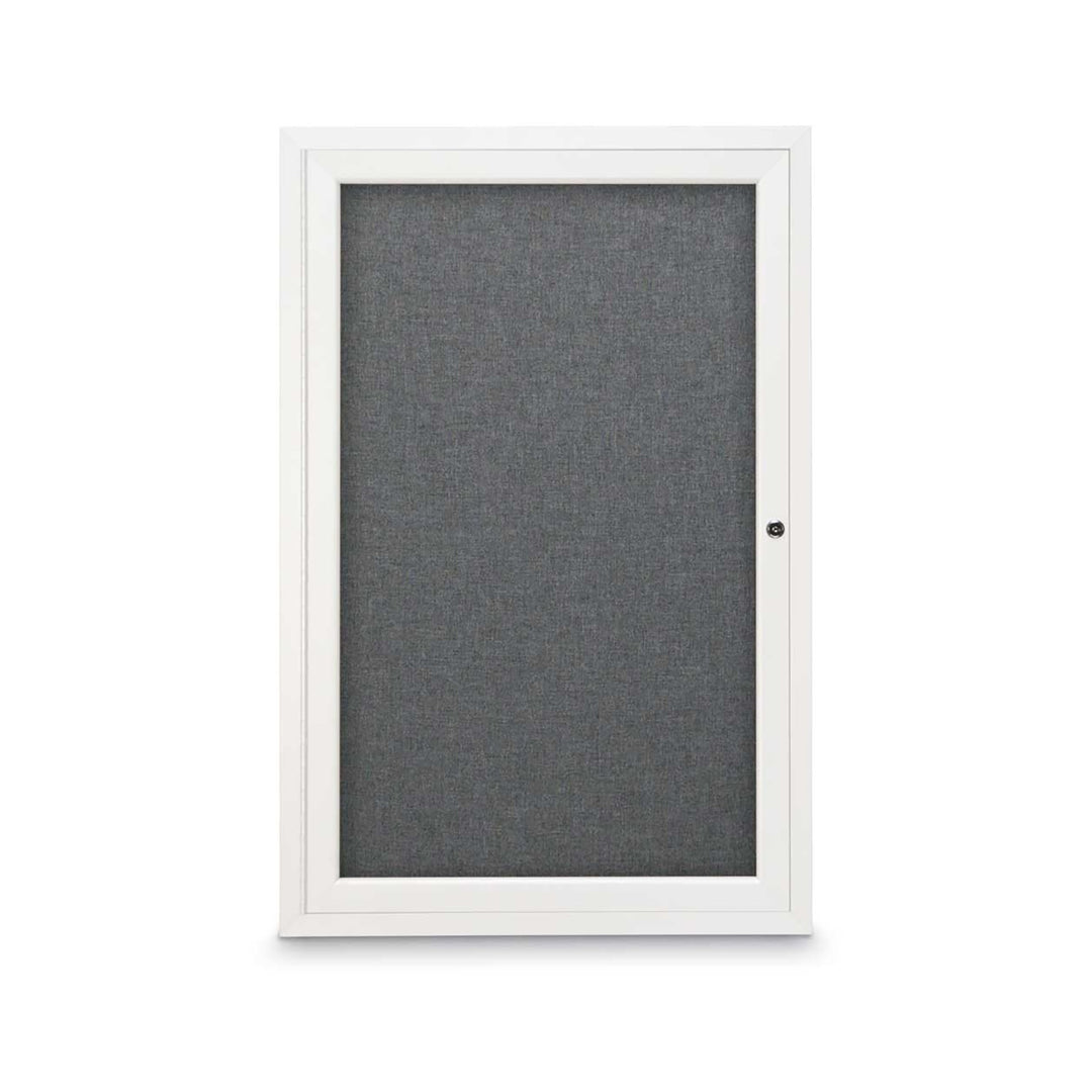 1 Door Enclosed Bulletin Board with Fabric Back - Aluminum Frame