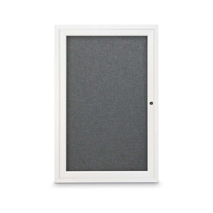 1 Door Enclosed Bulletin Board with Fabric Back - Aluminum Frame