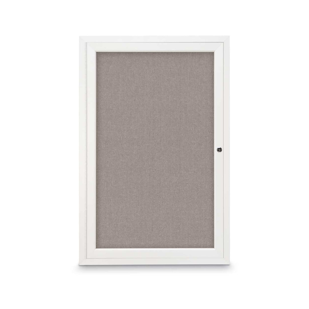 1 Door Enclosed Bulletin Board with Fabric Back - Aluminum Frame