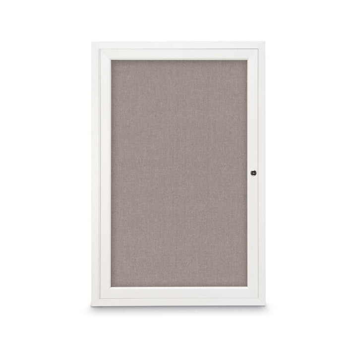 1 Door Enclosed Bulletin Board with Fabric Back - Aluminum Frame