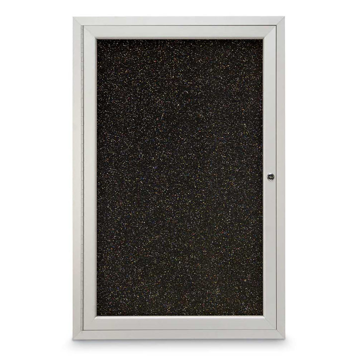 Single Door Traditional Enclosed Black Recycled Rubber Bulletin Board