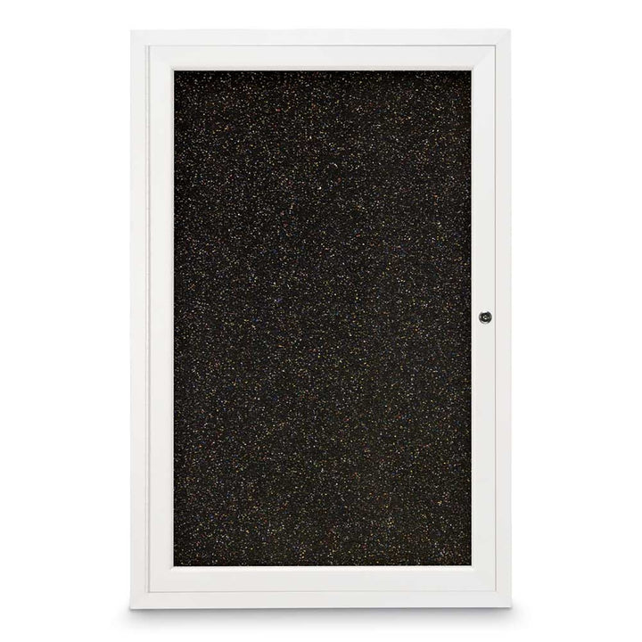 Single Door Traditional Enclosed Black Recycled Rubber Bulletin Board