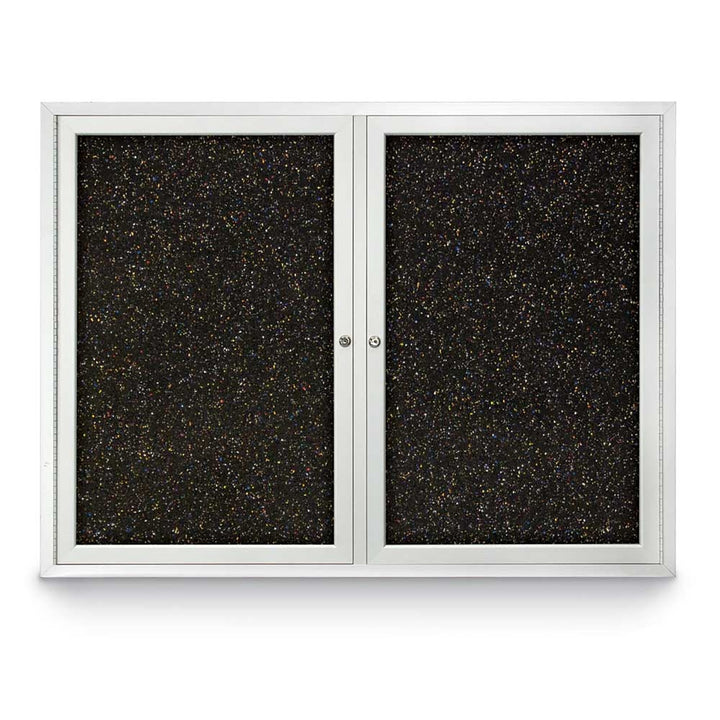 Double Door Traditional Enclosed Black Recycled Rubber Bulletin Board