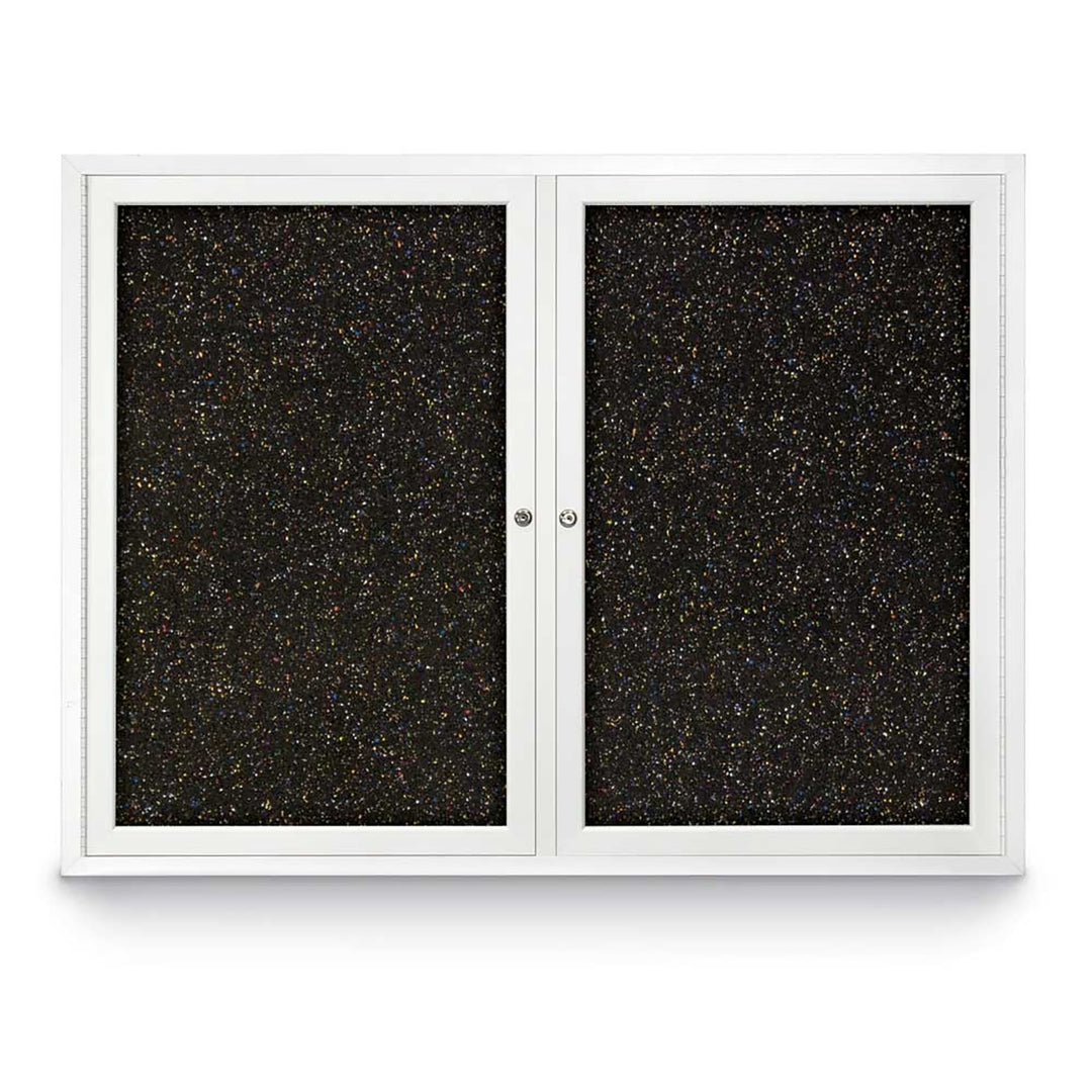 Double Door Traditional Enclosed Black Recycled Rubber Bulletin Board