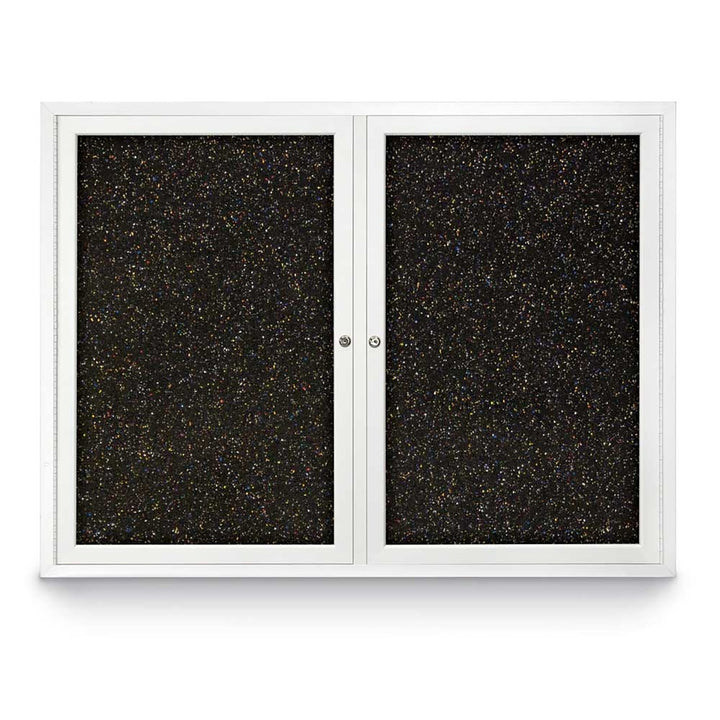 Double Door Traditional Enclosed Black Recycled Rubber Bulletin Board