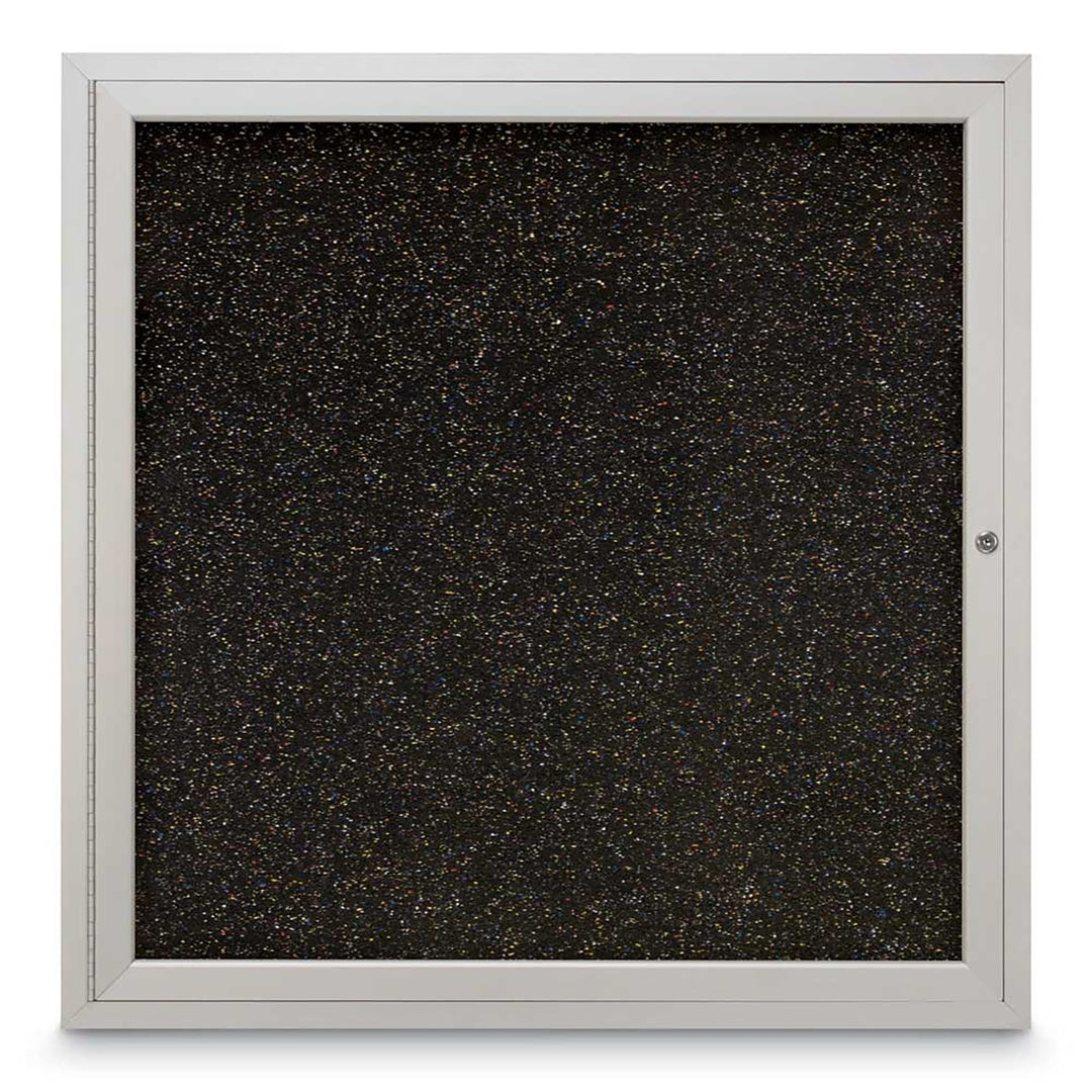 Single Door Traditional Enclosed Black Recycled Rubber Bulletin Board