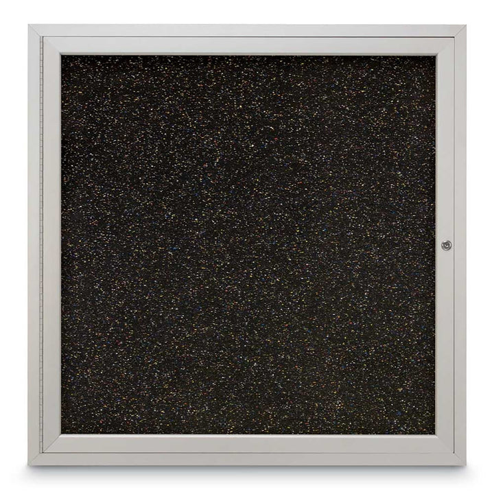 Single Door Traditional Enclosed Black Recycled Rubber Bulletin Board