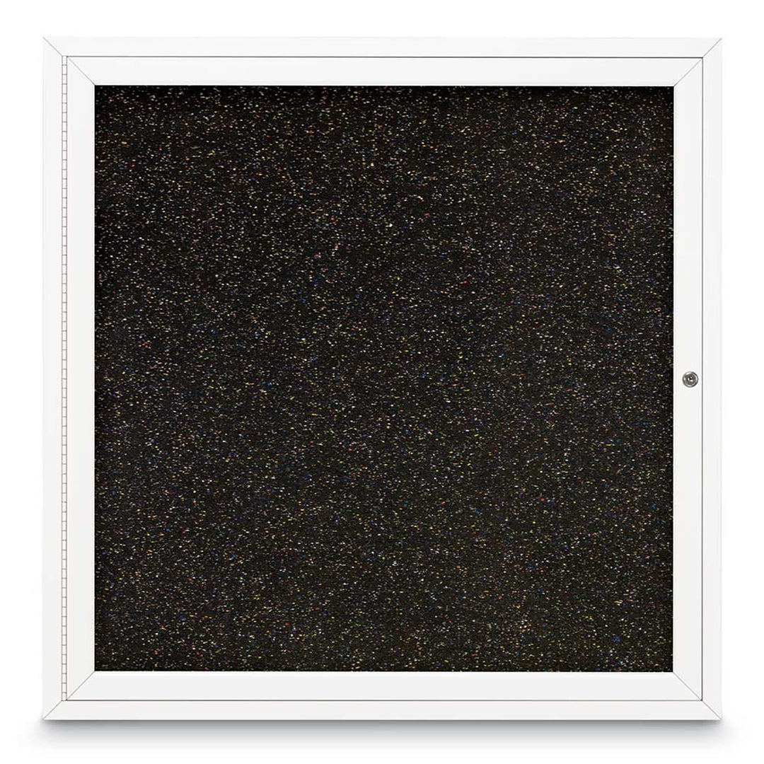 Single Door Traditional Enclosed Black Recycled Rubber Bulletin Board
