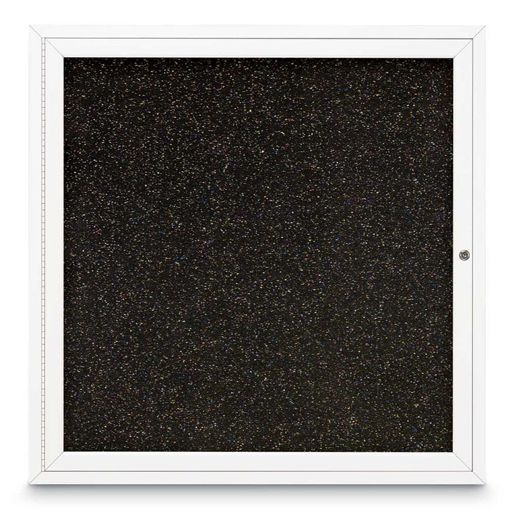Single Door Traditional Enclosed Black Recycled Rubber Bulletin Board