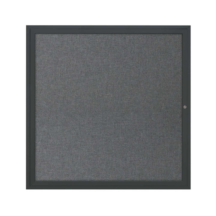 1 Door Enclosed Bulletin Board with Fabric Back - Aluminum Frame