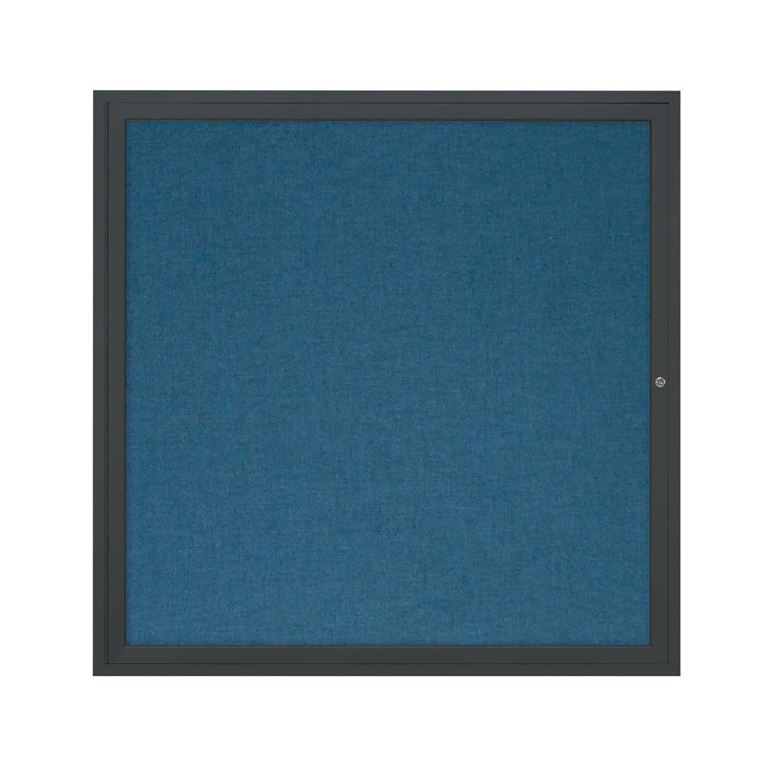 1 Door Enclosed Bulletin Board with Fabric Back - Aluminum Frame