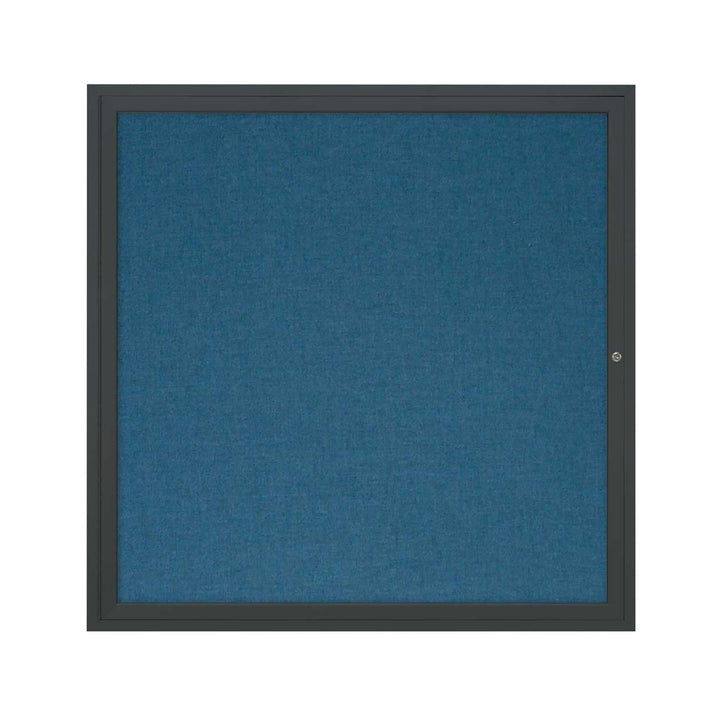 1 Door Enclosed Bulletin Board with Fabric Back - Aluminum Frame