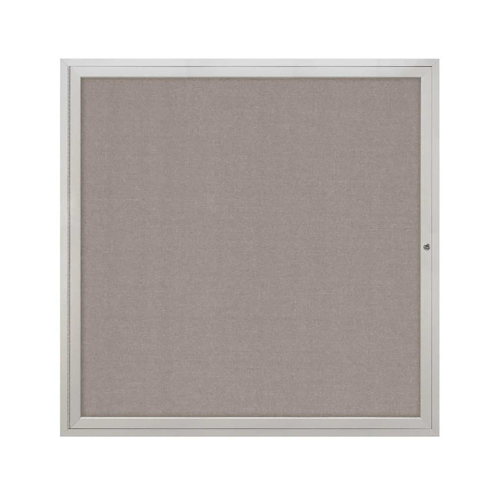 1 Door Enclosed Bulletin Board with Fabric Back - Aluminum Frame