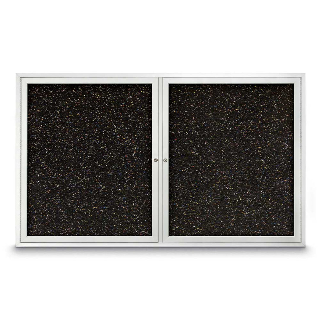 Double Door Traditional Enclosed Black Recycled Rubber Bulletin Board