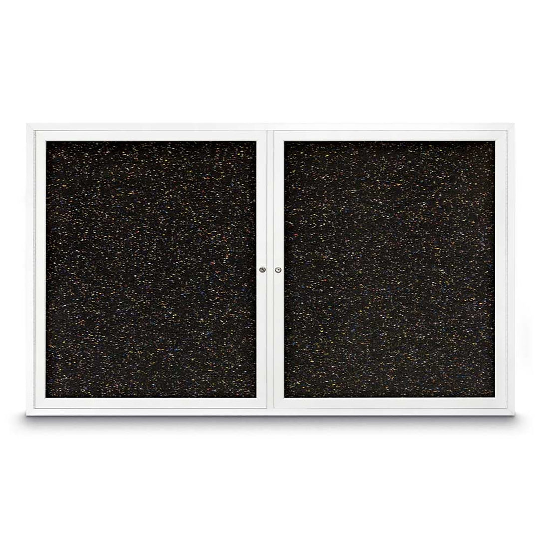 Double Door Traditional Enclosed Black Recycled Rubber Bulletin Board