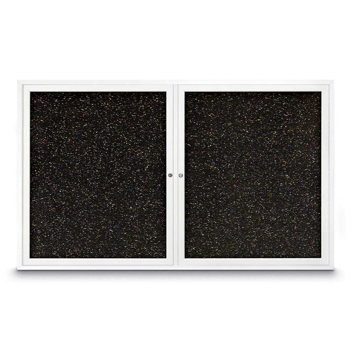 Double Door Traditional Enclosed Black Recycled Rubber Bulletin Board