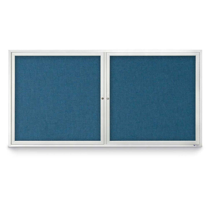2 Door Enclosed Bulletin Board with Fabric Back - Aluminum Frame