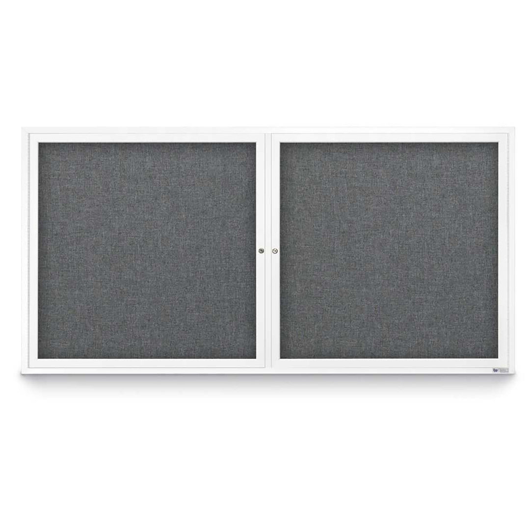 2 Door Enclosed Bulletin Board with Fabric Back - Aluminum Frame