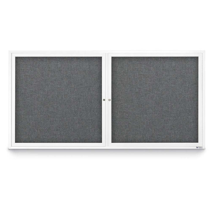 2 Door Enclosed Bulletin Board with Fabric Back - Aluminum Frame