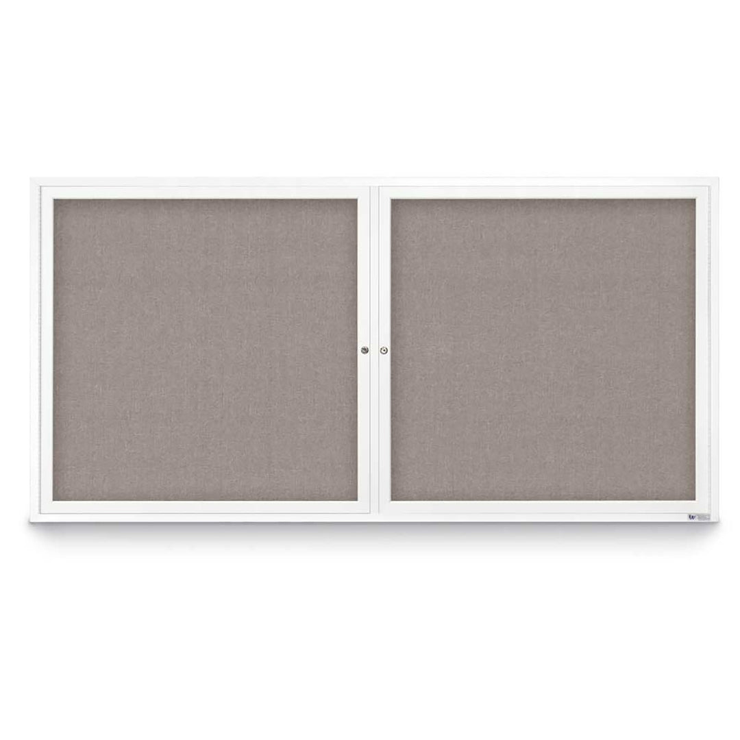 2 Door Enclosed Bulletin Board with Fabric Back - Aluminum Frame