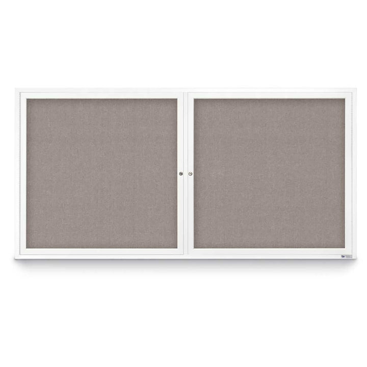 2 Door Enclosed Bulletin Board with Fabric Back - Aluminum Frame