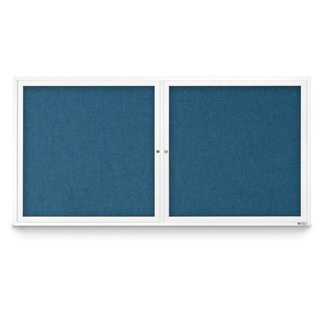 2 Door Enclosed Bulletin Board with Fabric Back - Aluminum Frame