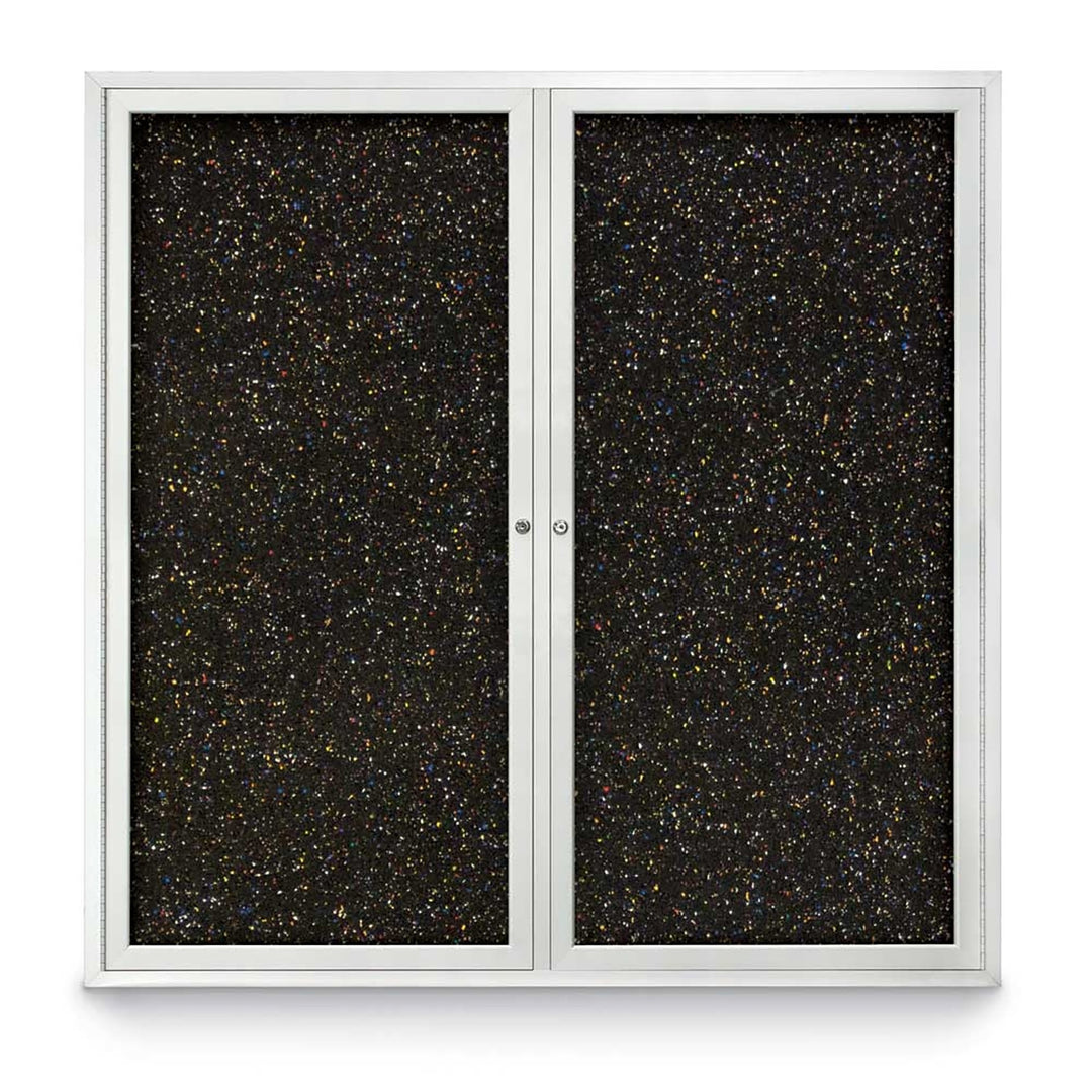 Double Door Traditional Enclosed Black Recycled Rubber Bulletin Board