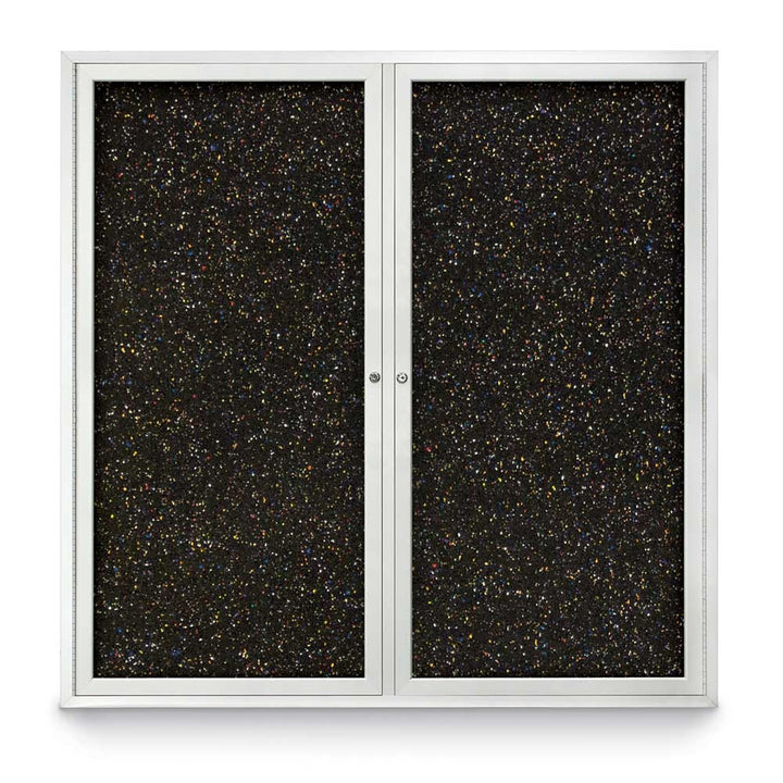 Double Door Traditional Enclosed Black Recycled Rubber Bulletin Board