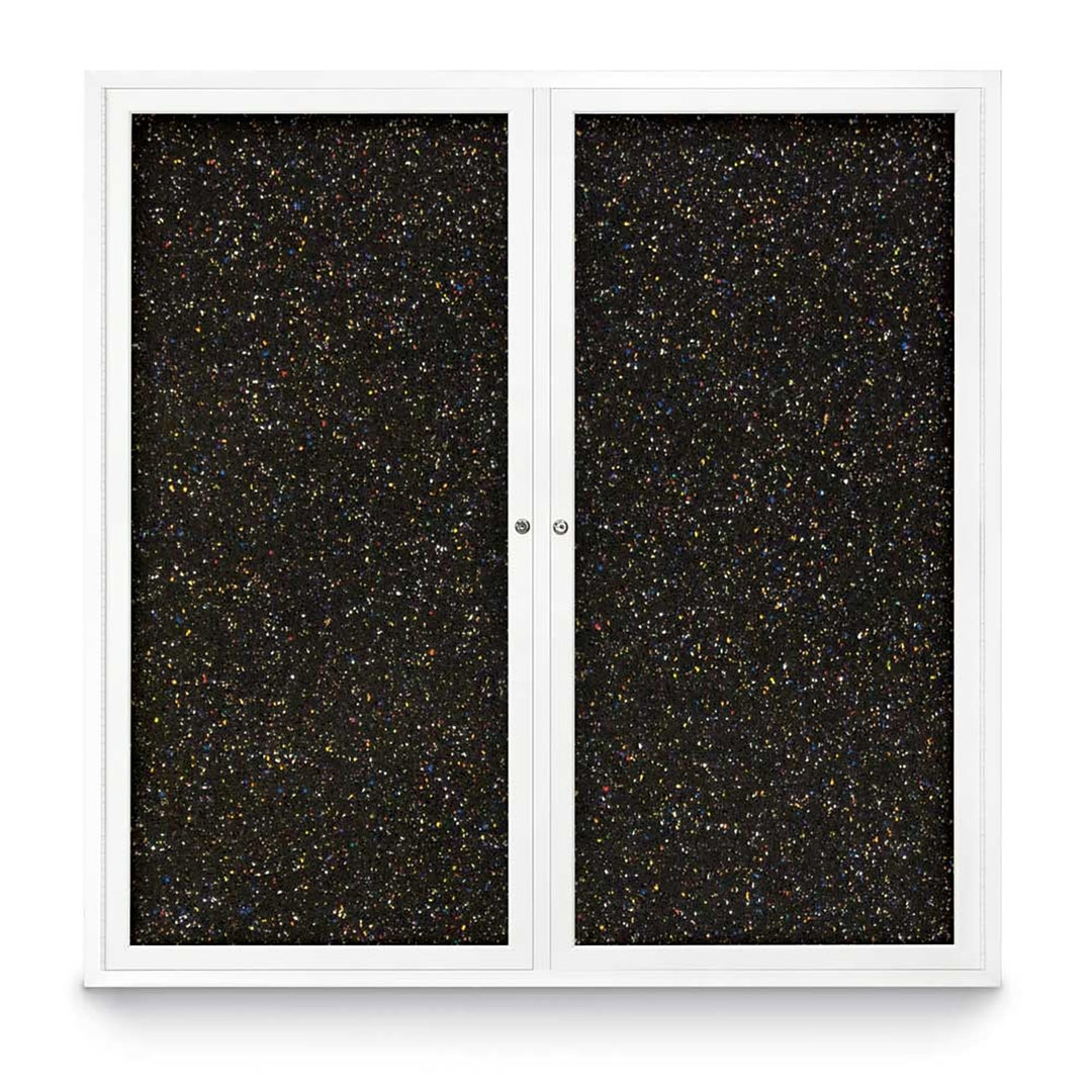 Double Door Traditional Enclosed Black Recycled Rubber Bulletin Board